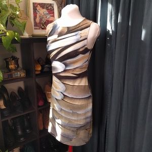 Citi Life | Feather Print Midi Bodycon Dress Small